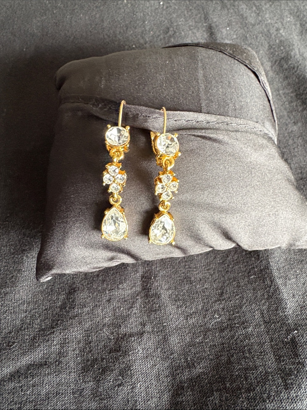 Joan Rivers Gold Crystal Teardrop Dangle Earrings - Clear